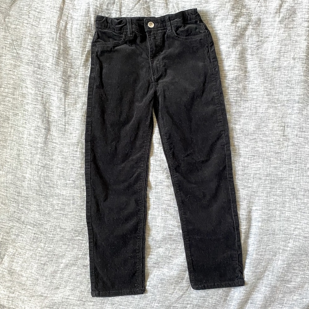 H&M black corduroy pants, size 9-10 years
